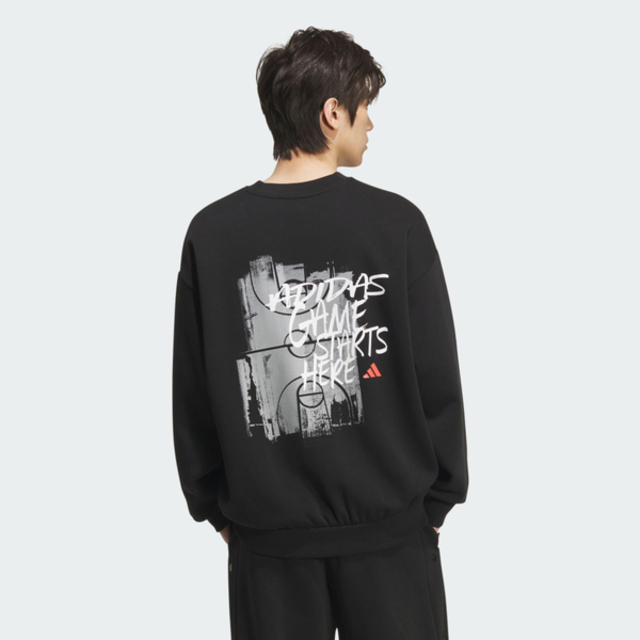 adidas 愛迪達 Adidas 愛迪達 Gsh Crew KC2787 男 長袖上衣 休閒長袖 黑 白 亞版