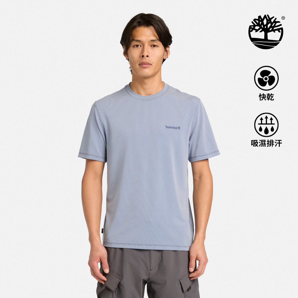 Timberland 男款灰藍色Polartec R快乾短袖T恤｜A4215ADJ