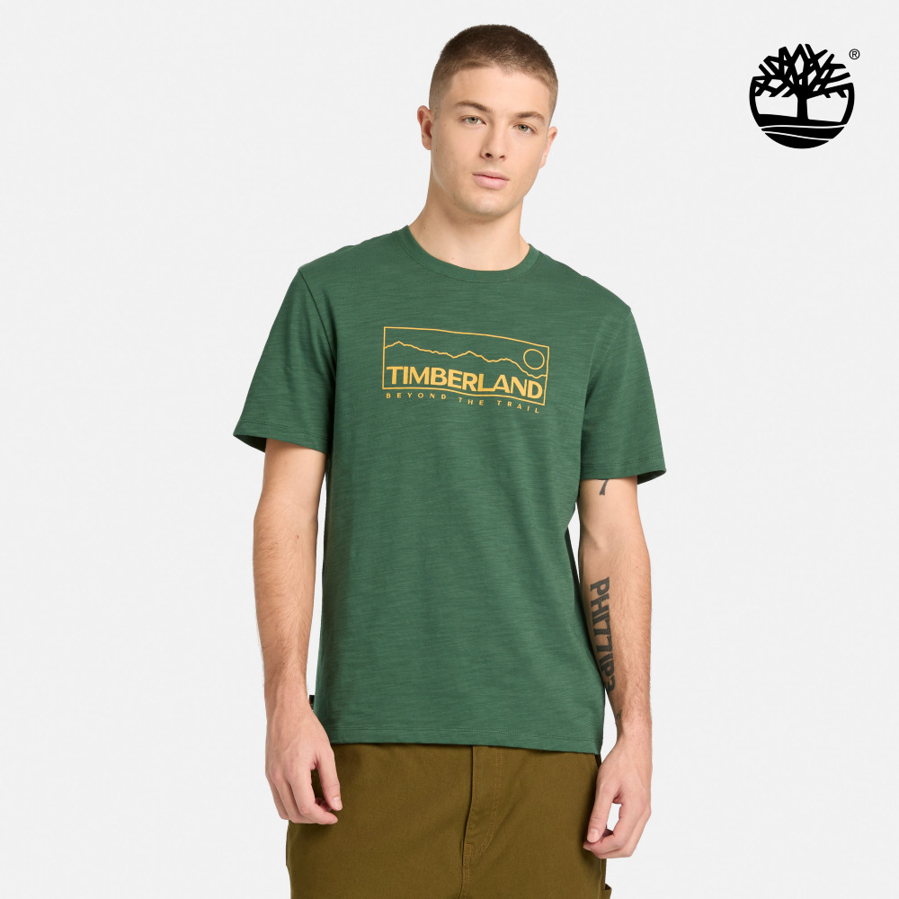 Timberland 男款松綠色圖案短袖T恤|A6NRKA6X