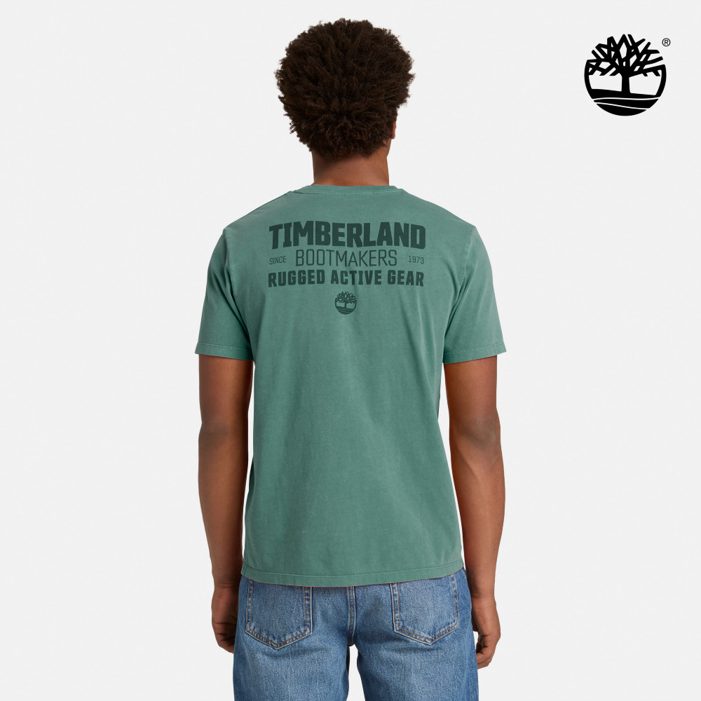 Timberland 男款松綠色休閒短袖T恤｜A6NNFA6X