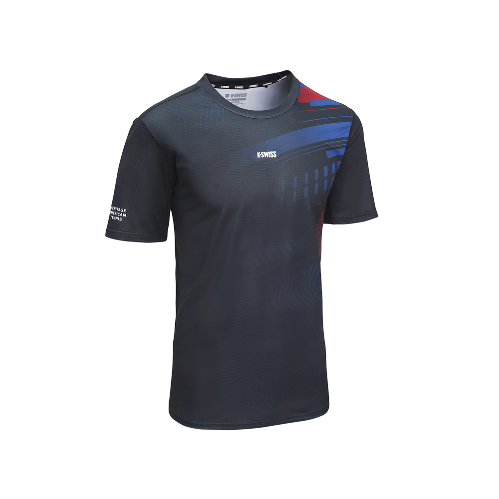 K-SWISS 排汗T恤 26SS PF TEE 10 M 吸濕排汗 短上衣 男短袖上衣 黑色 1013695-008