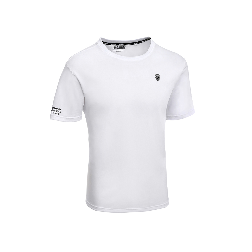 K-SWISS 排汗T恤 26SS PF TEE 13 M 吸濕排汗 短上衣 男短袖上衣 白色 1013705-100