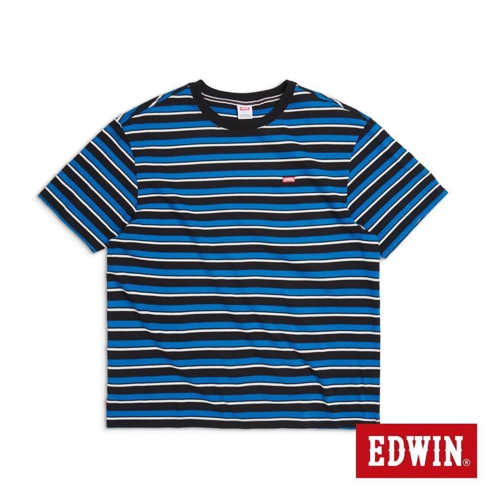 EDWIN 男裝 條紋寬版短袖T恤 (藍色)
