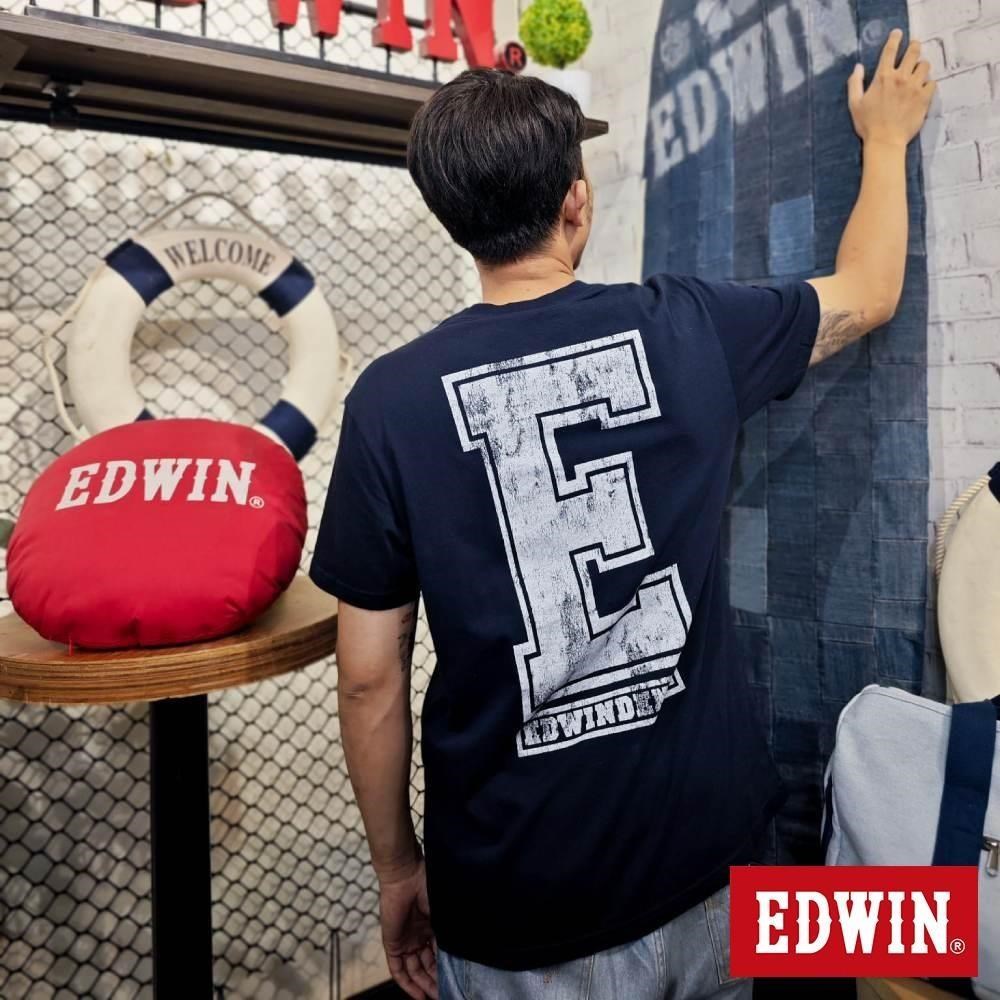 EDWIN 男裝 人氣復刻款 反面印花LOGO短袖T恤 (丈青色)