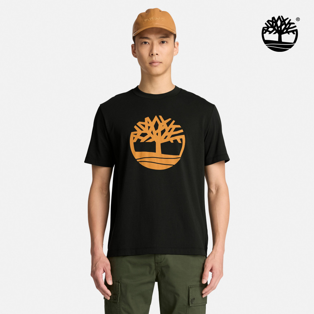 Timberland 男款黑色大樹LOGO短袖T恤|A2AZD001