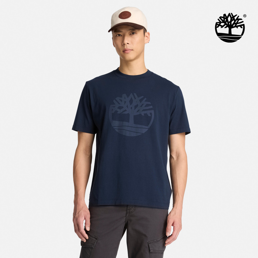 Timberland 男款深寶石藍大樹LOGO短袖T恤｜A2AZD433