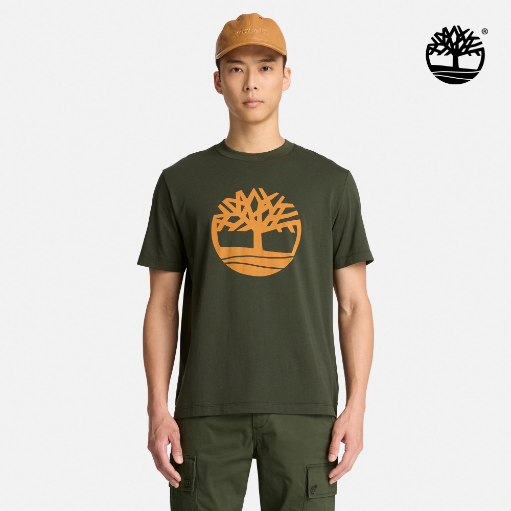 Timberland 男款綠色大樹LOGO短袖T恤｜A2AZDU31