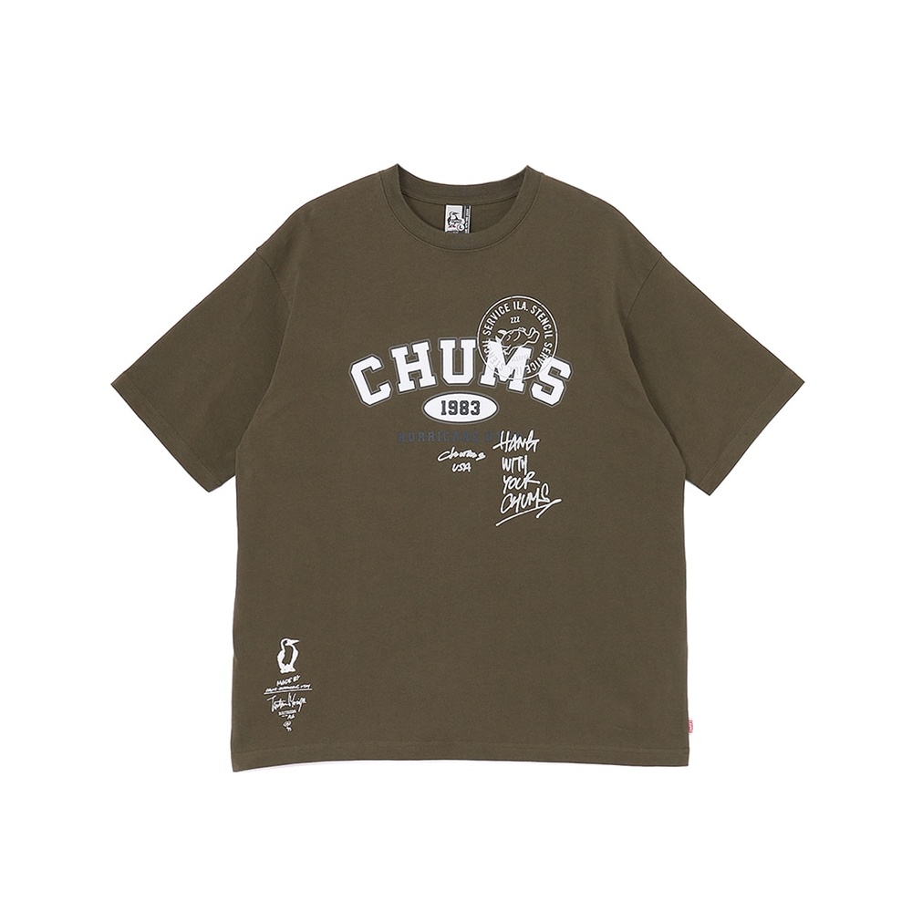 CHUMS 守矢努 CHUMS College T-Shirt 男 短袖上衣 卡其綠 CH012793M022