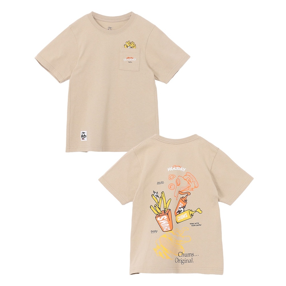 CHUMS Kids Anti-Bug Fast Food Pocket T-Shirt 中大童 防蟲 中大童 短袖上衣 淺卡其綠 CH211436M126