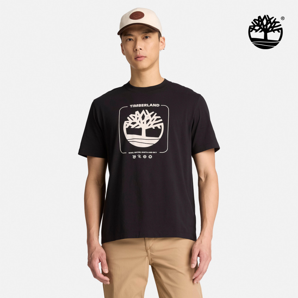 Timberland 男款黑色大樹LOGO圖案T恤|A2ASF001