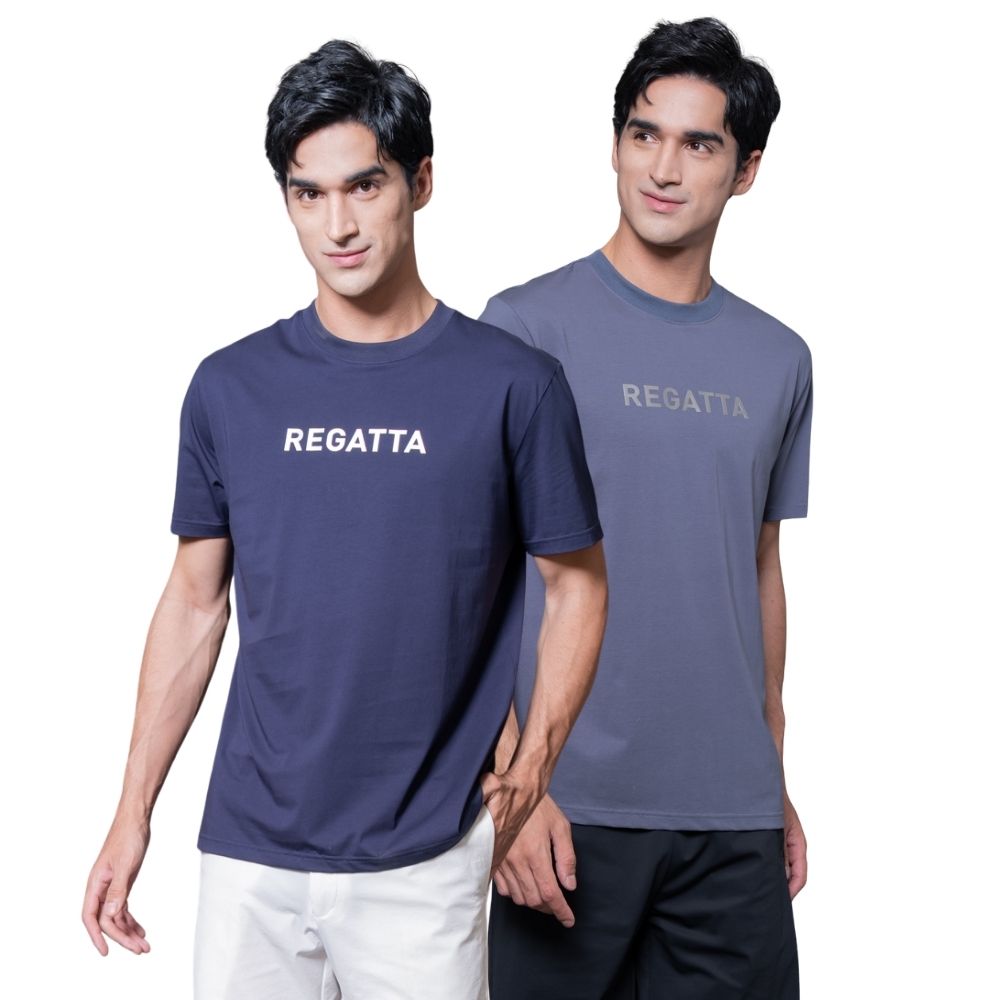 Regatta club 高彈力親膚棉感LOGO休閒T恤(男/短袖上衣/舒適不變形/百搭/多色任選)