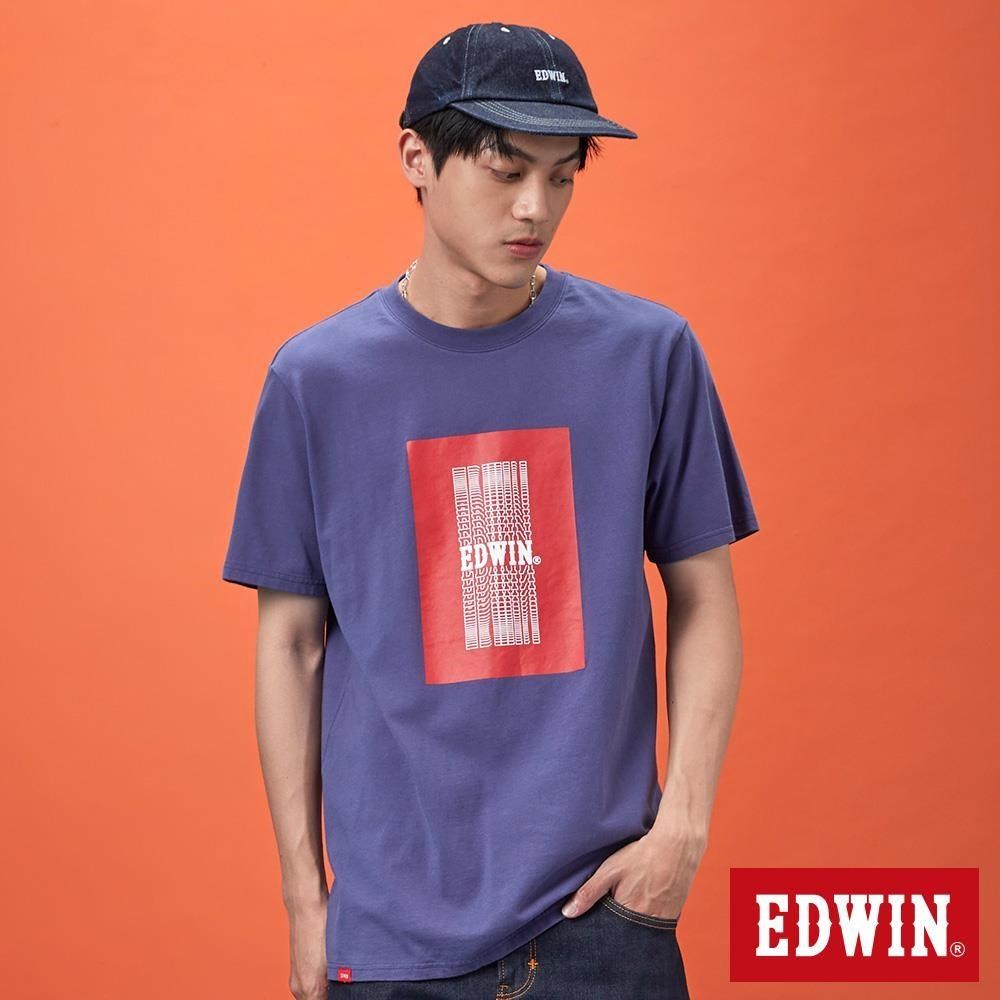 EDWIN 男女裝 網路獨家 3D色塊LOGO短袖T恤(土耳其藍)
