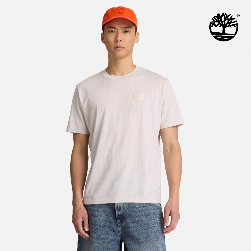Timberland 男款淺米色徽章短袖T恤|A5TWQ546