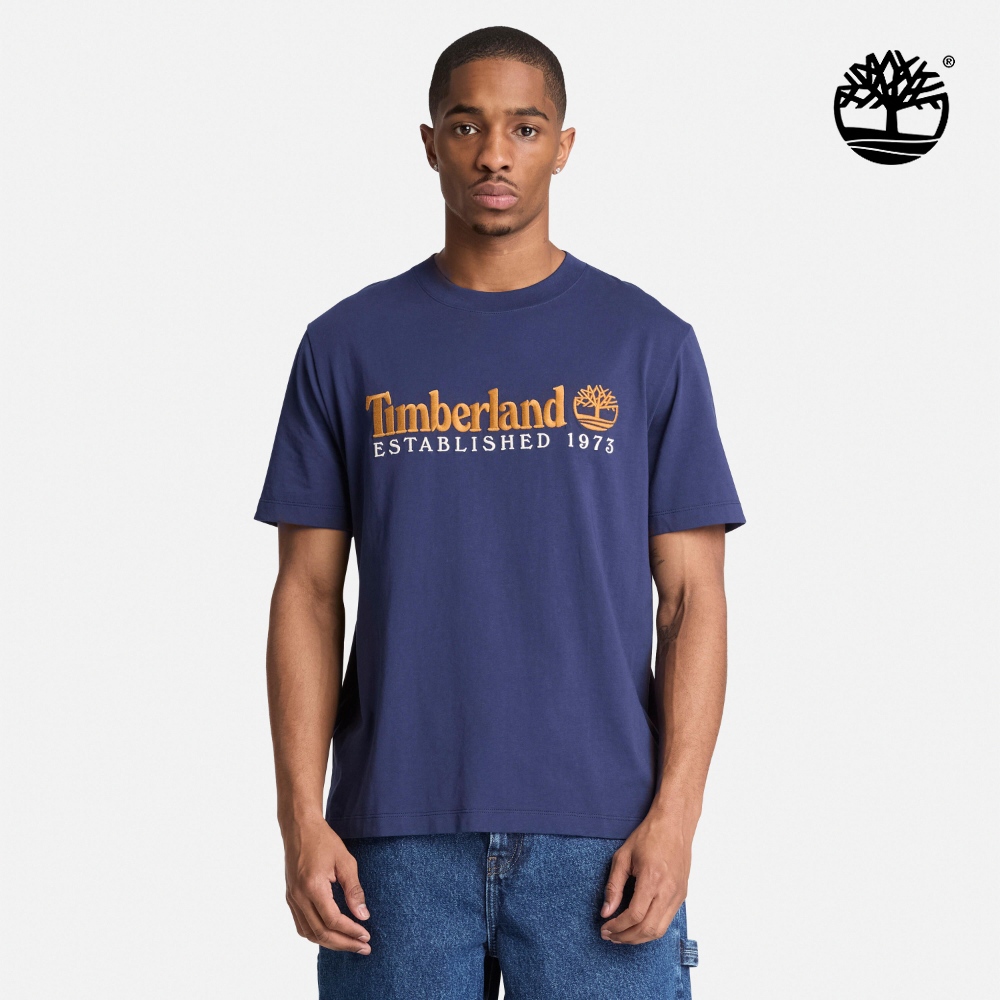 Timberland 男款海軍藍刺繡LOGO短袖T恤|A5TUUAIH
