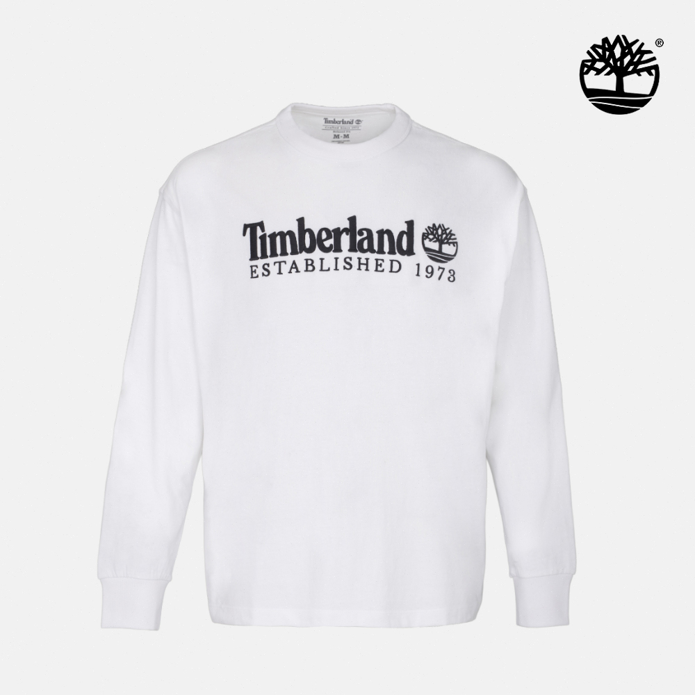 Timberland 男款白色厚磅寬版長袖T恤|0YHTR100