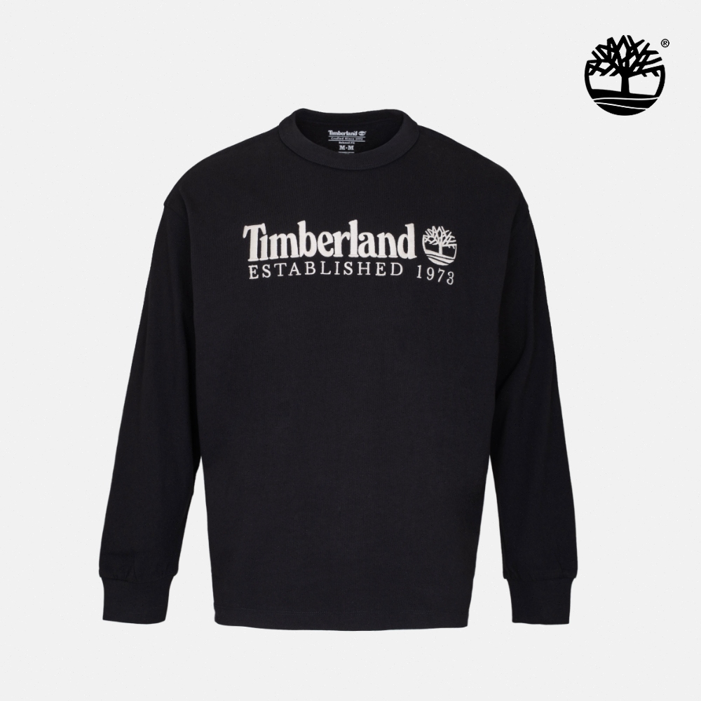 Timberland 男款黑色厚磅寬版長袖T恤|0YHTR001