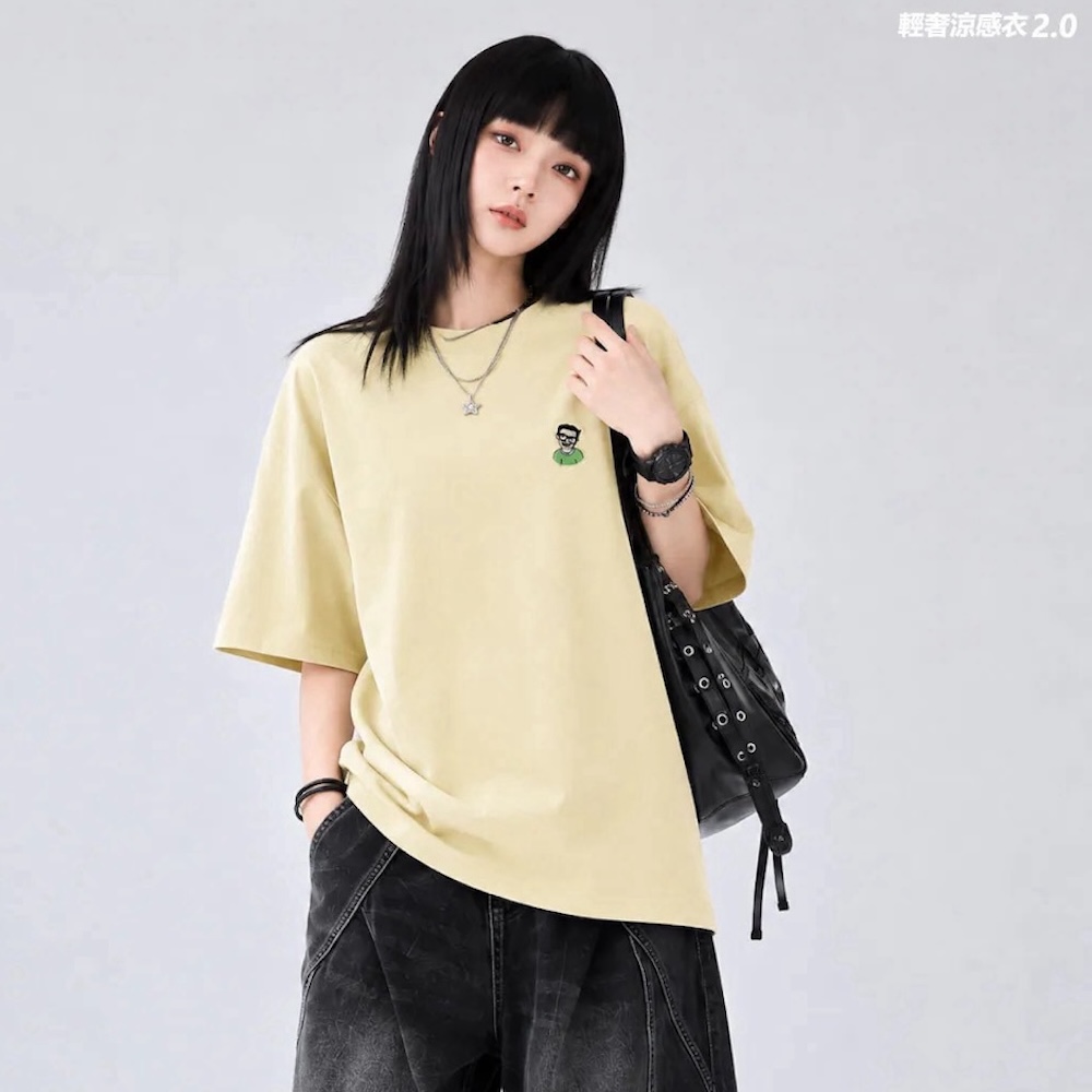 AMERO 愛馬歐 男女同款 短袖圓領T恤 涼感 插畫電繡