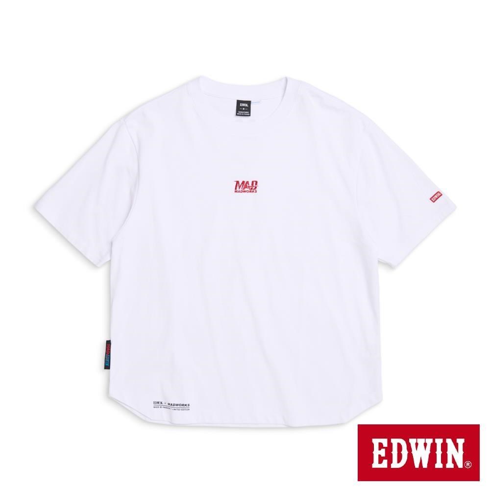 EDWIN 男裝 MADWORKS 白武士心眼電馭吸濕排汗寬版短袖T恤 (白色)