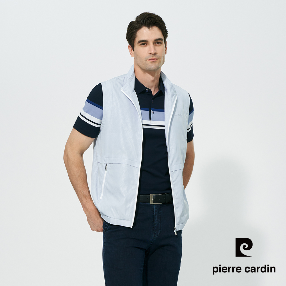 Pierre Cardin 皮爾卡登 男款 吸濕速乾都會休閒立領薄背心-水藍色 (5257301-33)
