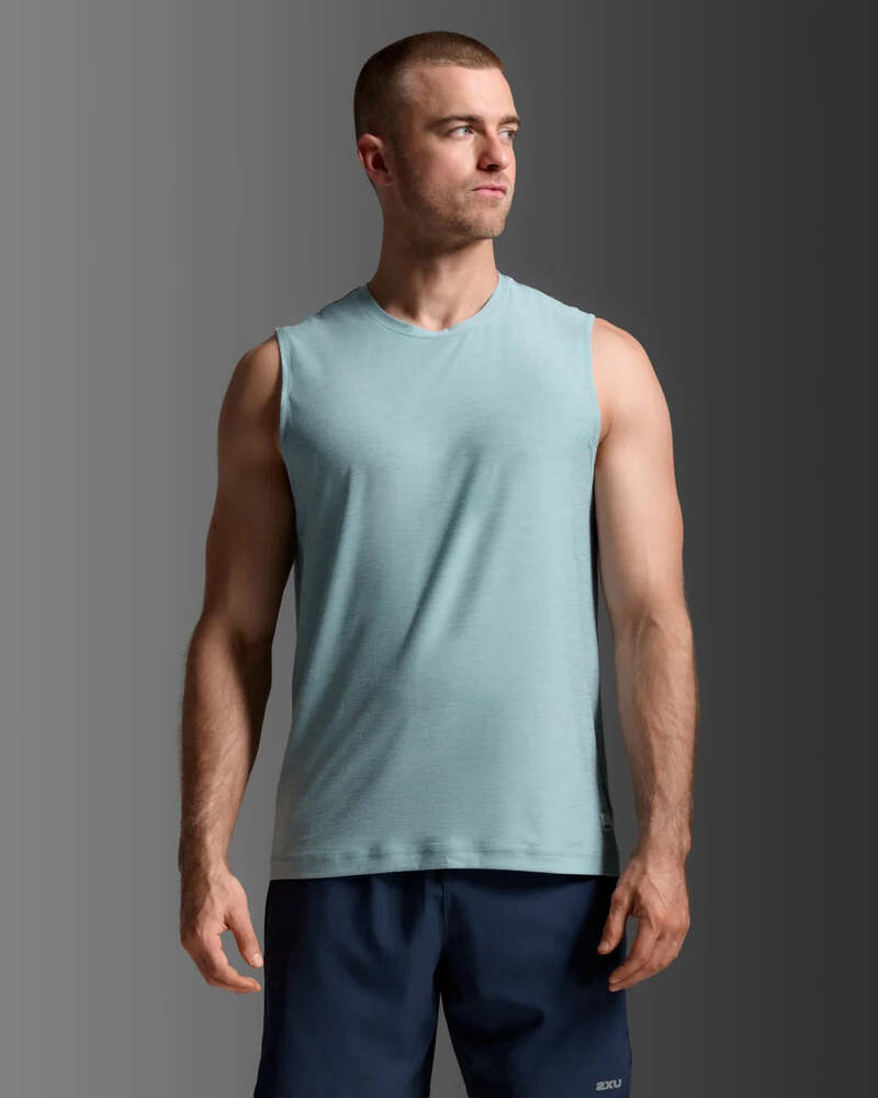 2XU Signature Soft Jersey Tank 男士 高彈舒適棉質耐磨運動背心|天藍