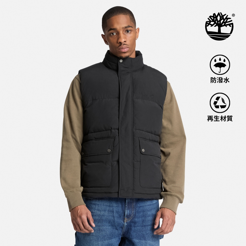 Timberland 男款黑色防潑水保暖背心|A2EHQ001