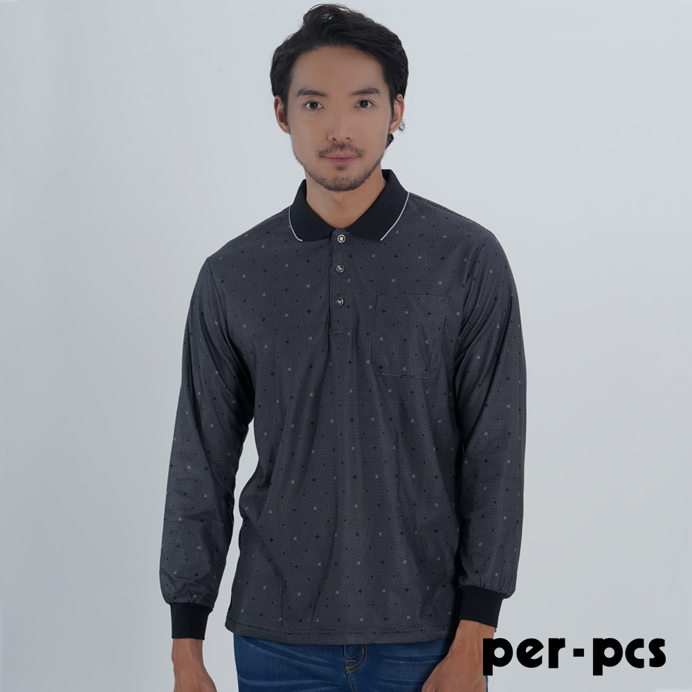 per-pcs 派彼士 紳士風格長袖休閒POLO衫_深灰(823507)