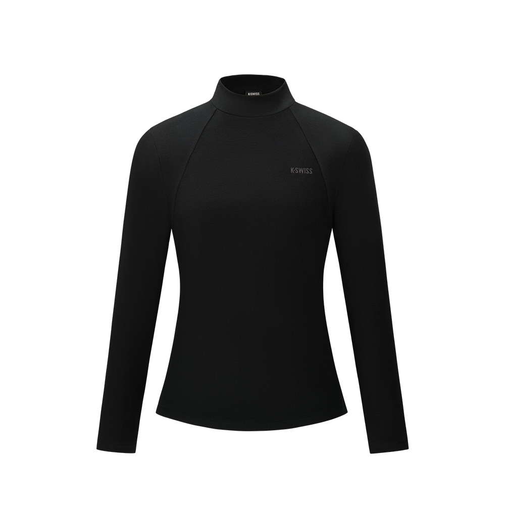 K-SWISS 運動長袖 WS SOFT BRUSHED LS T 立領 女款 黑色 1912158-008