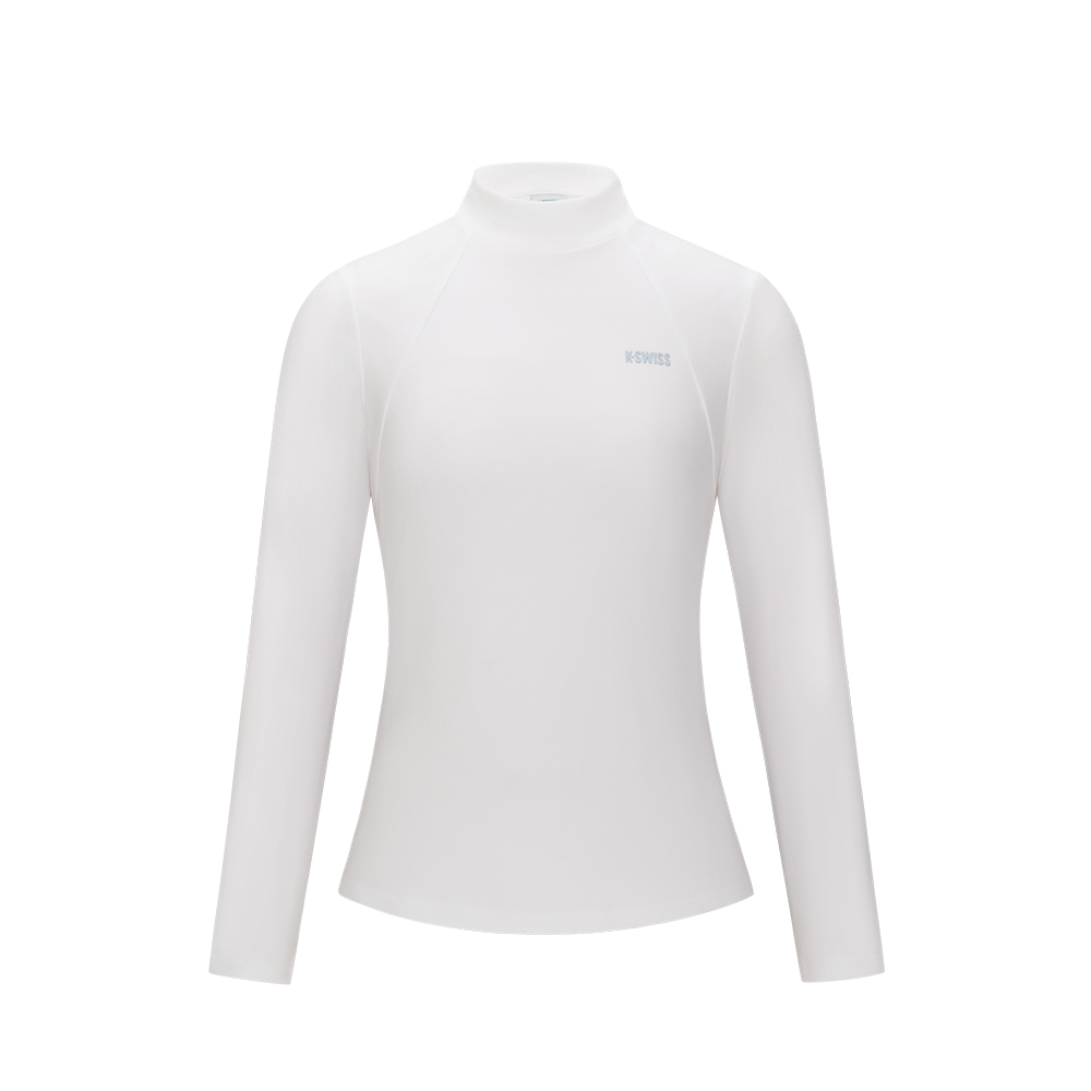 K-SWISS 運動長袖 WS SOFT BRUSHED LS T 立領 女款 白色 1912158-101