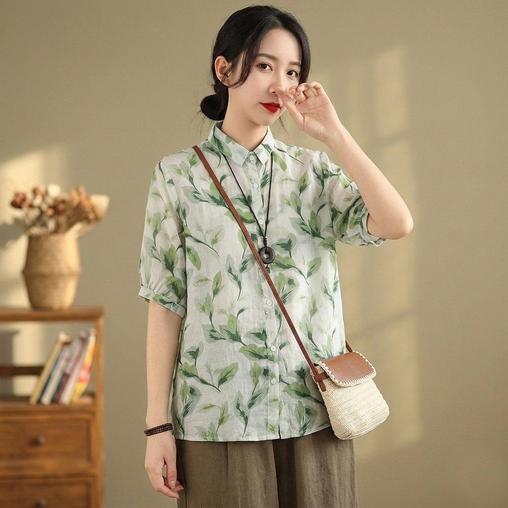 KissDiamond 典雅淡彩墨畫風襯衫(典雅/彩墨風/襯衫/女上衣/KDTY-1695)