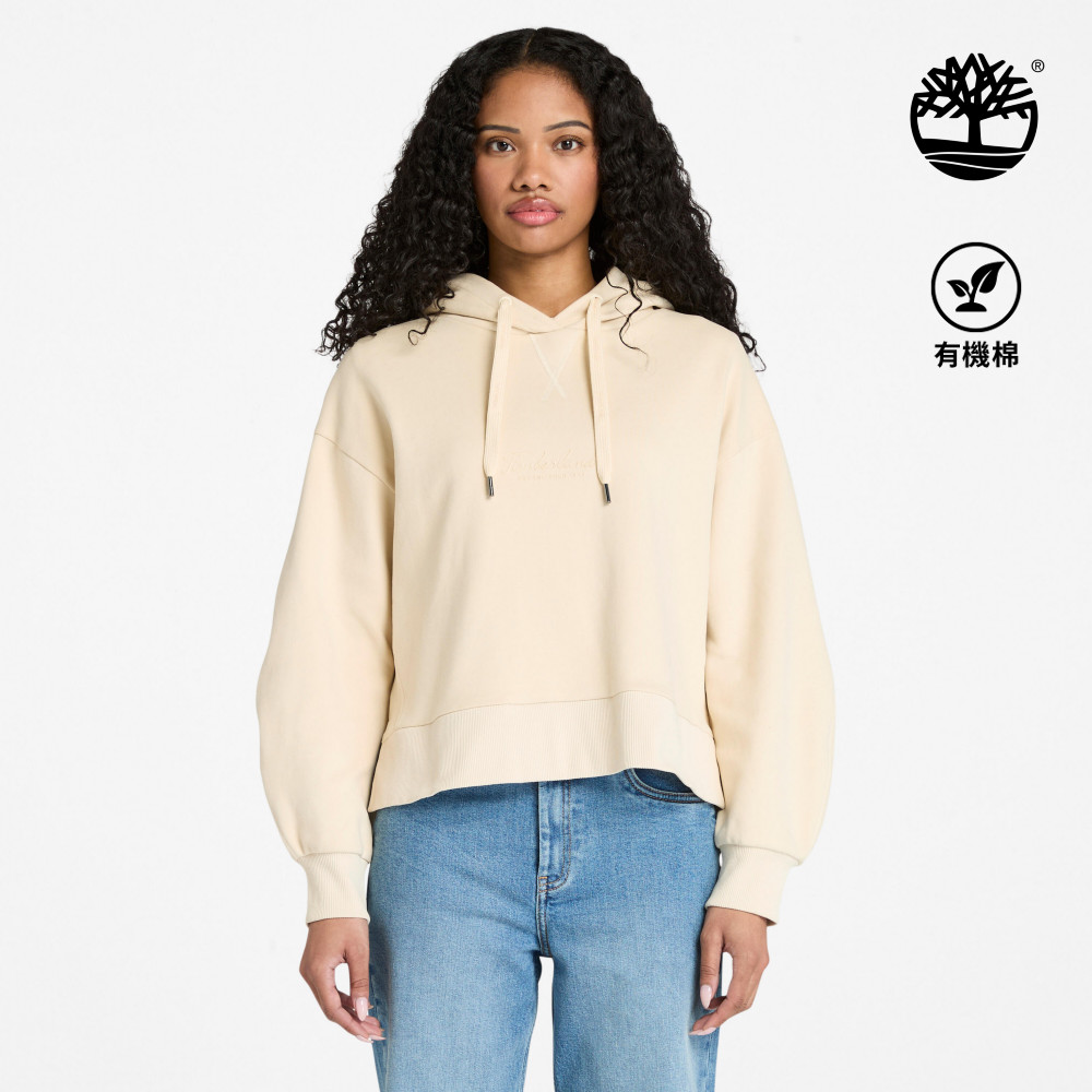 Timberland 女款象牙色寬版連帽上衣｜A421BEFL