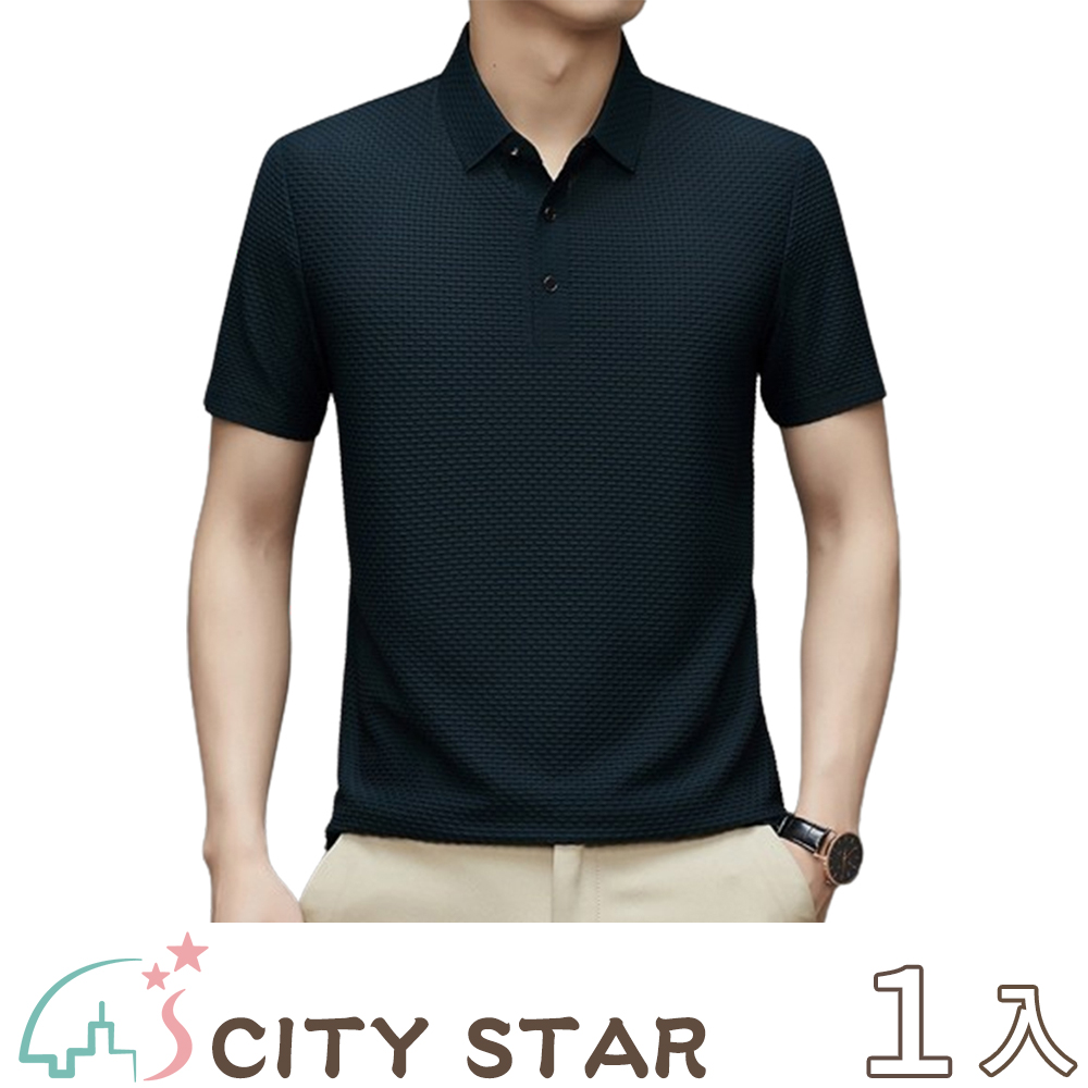 CITY STAR 商務休閒透氣華夫格冰絲涼感POLO衫M-4XL（其他規格）