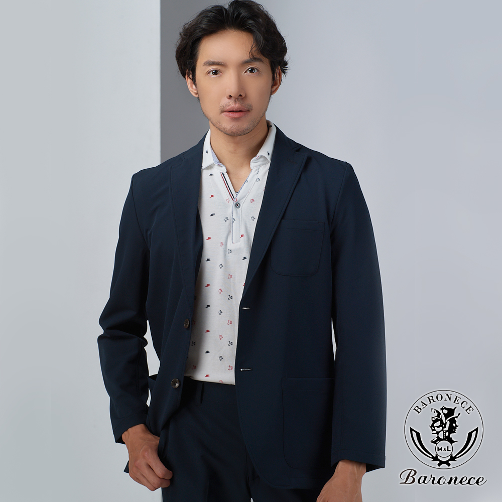 BARONECE 彈性輕量修身西裝外套_藍黑(8241JK-23)