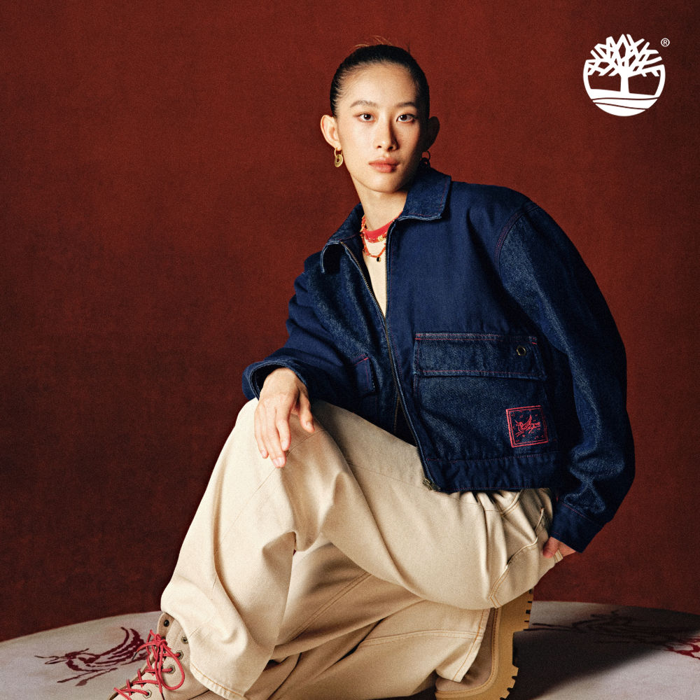 Timberland 女款深寶石藍馬年特別款寬版Strafford牛仔外套|A6KMFAEL