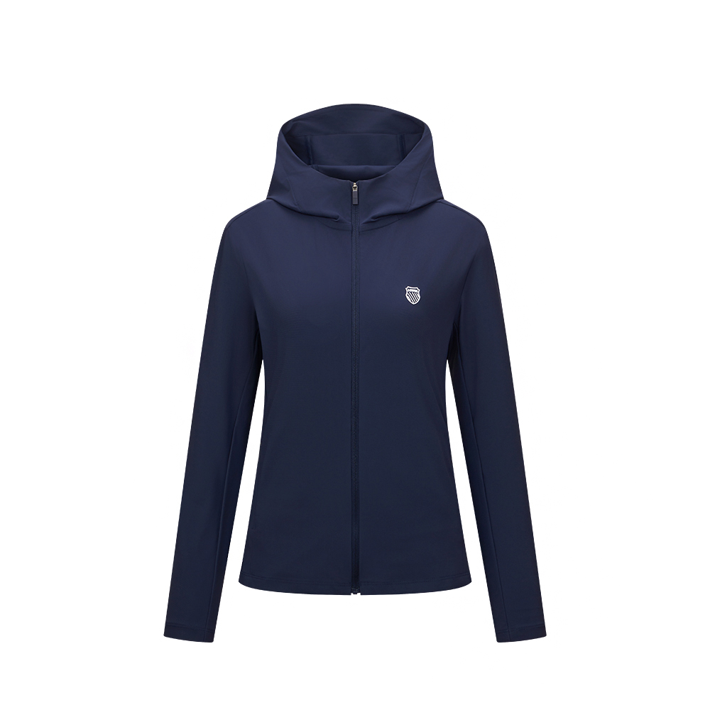 K-SWISS 運動外套 WS TRICOT KNIT JKT 連帽 針織 拉鍊 女款 深藍色 1912127-499