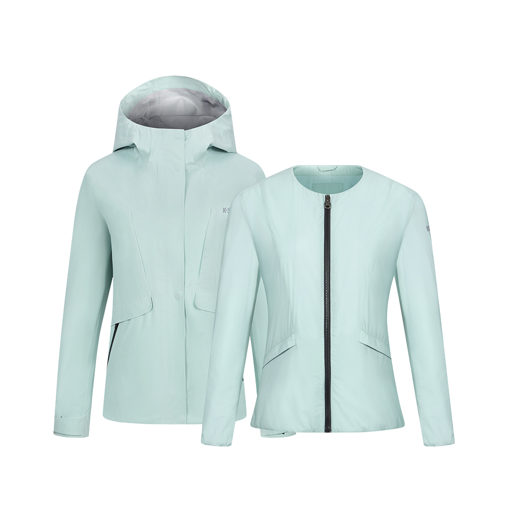K-SWISS 二合一外套 JACKETKC7512WFWT34 保暖 女外套 影青色 1911506-413