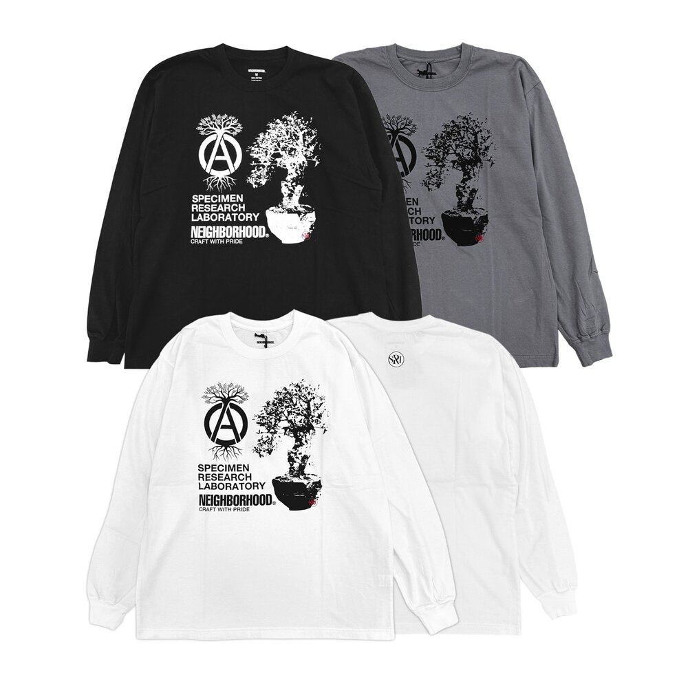 Neighborhood Srl. Tee Ls - 1 黑/灰/白 塊根 長袖Tee 252PCNH-LT19