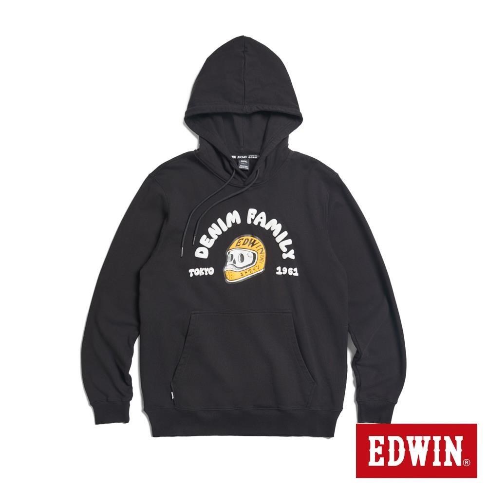 EDWIN 男裝 骷髏騎士長袖連帽T恤 (黑色)