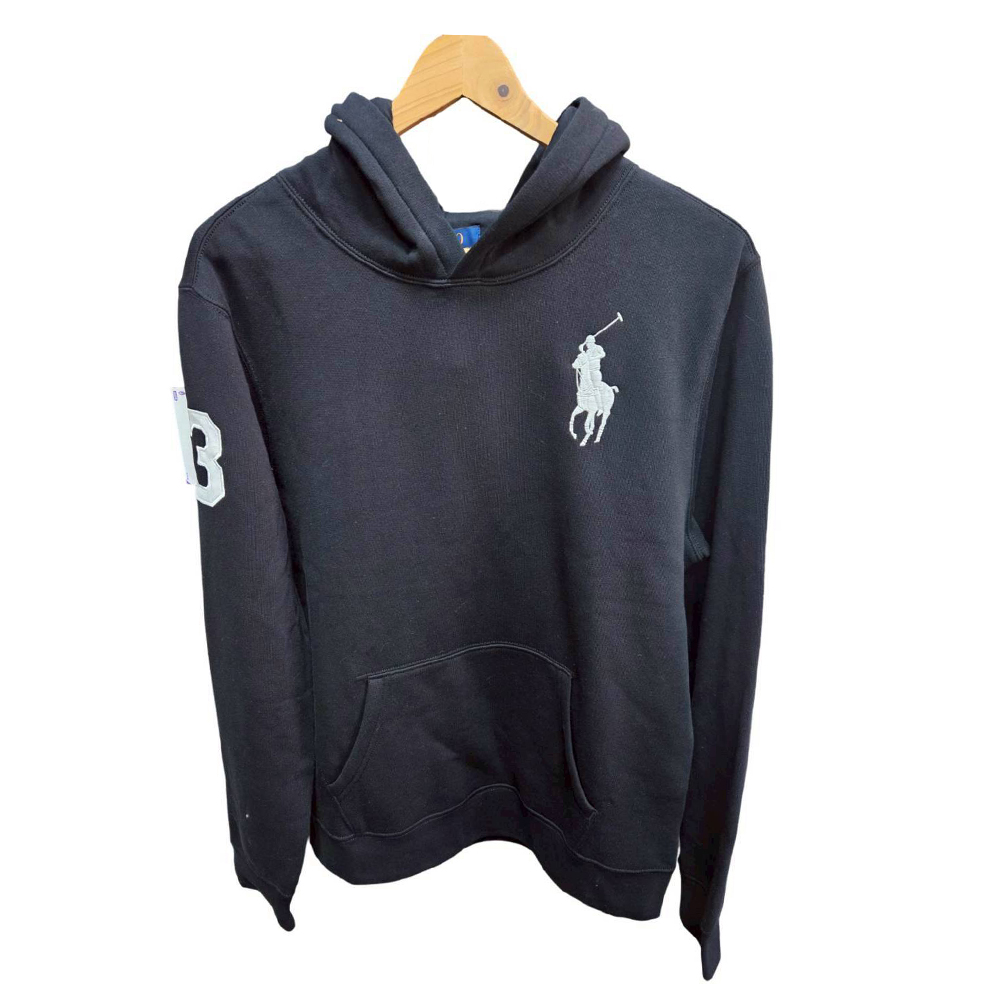RALPH LAUREN POLO RALPH LAUREN POLO 大馬內刷毛保暖簡約長袖帽T 黑色