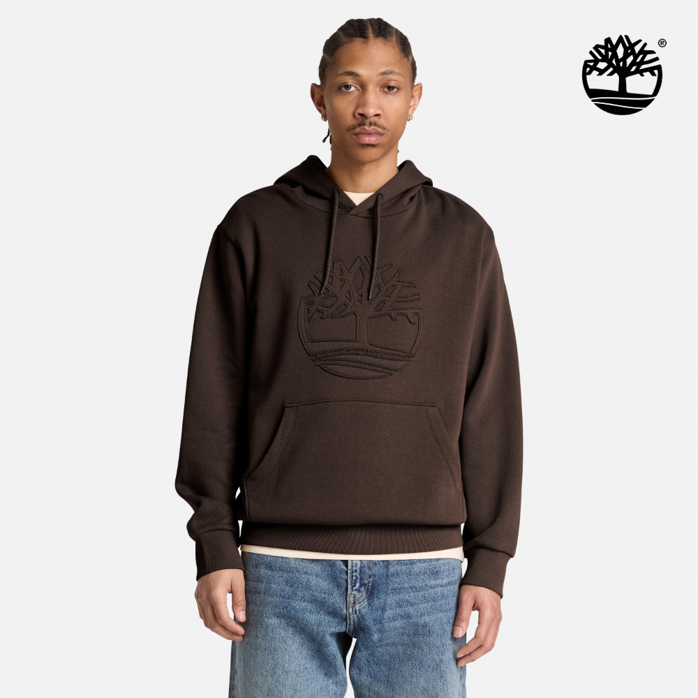 Timberland 男款深棕色LOGO徽章連帽上衣|A29KXC35