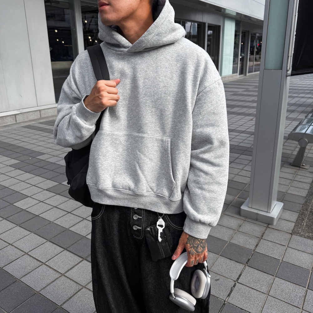 AMERO 愛馬歐 男女同款 長袖刷毛帽T 重磅 水洗 寬鬆 落肩共四色