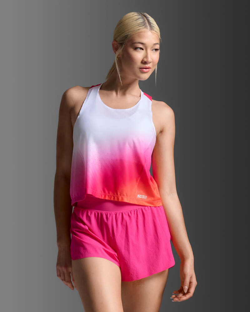 2XU Light Speed React Crop Singlet 女士 輕盈奔馳進階快乾排汗短版運動背心|漸層粉