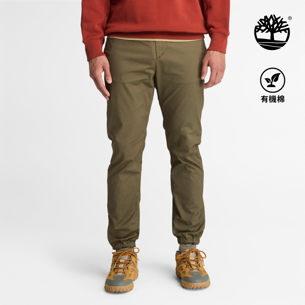 Timberland 男款軍綠色棉質休閒長褲|A27BFA58