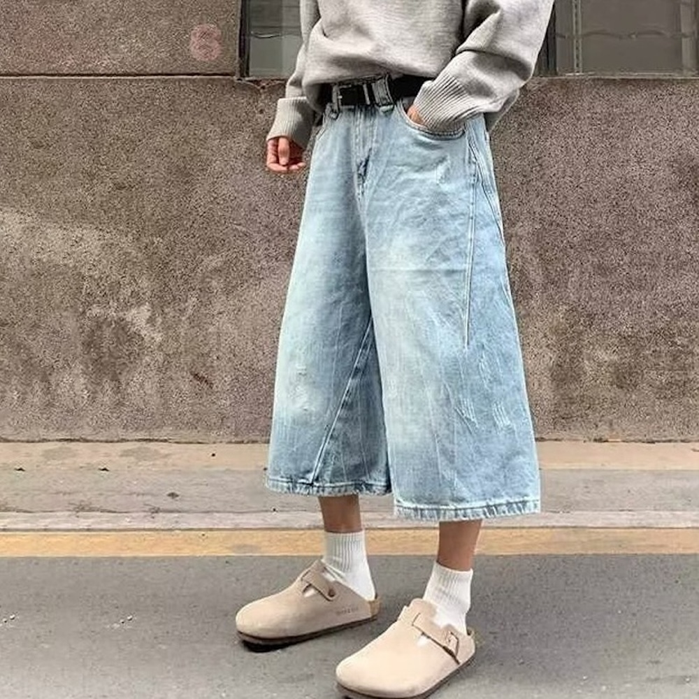 男裝 女裝 細刷紋 牛仔褲 七分褲
