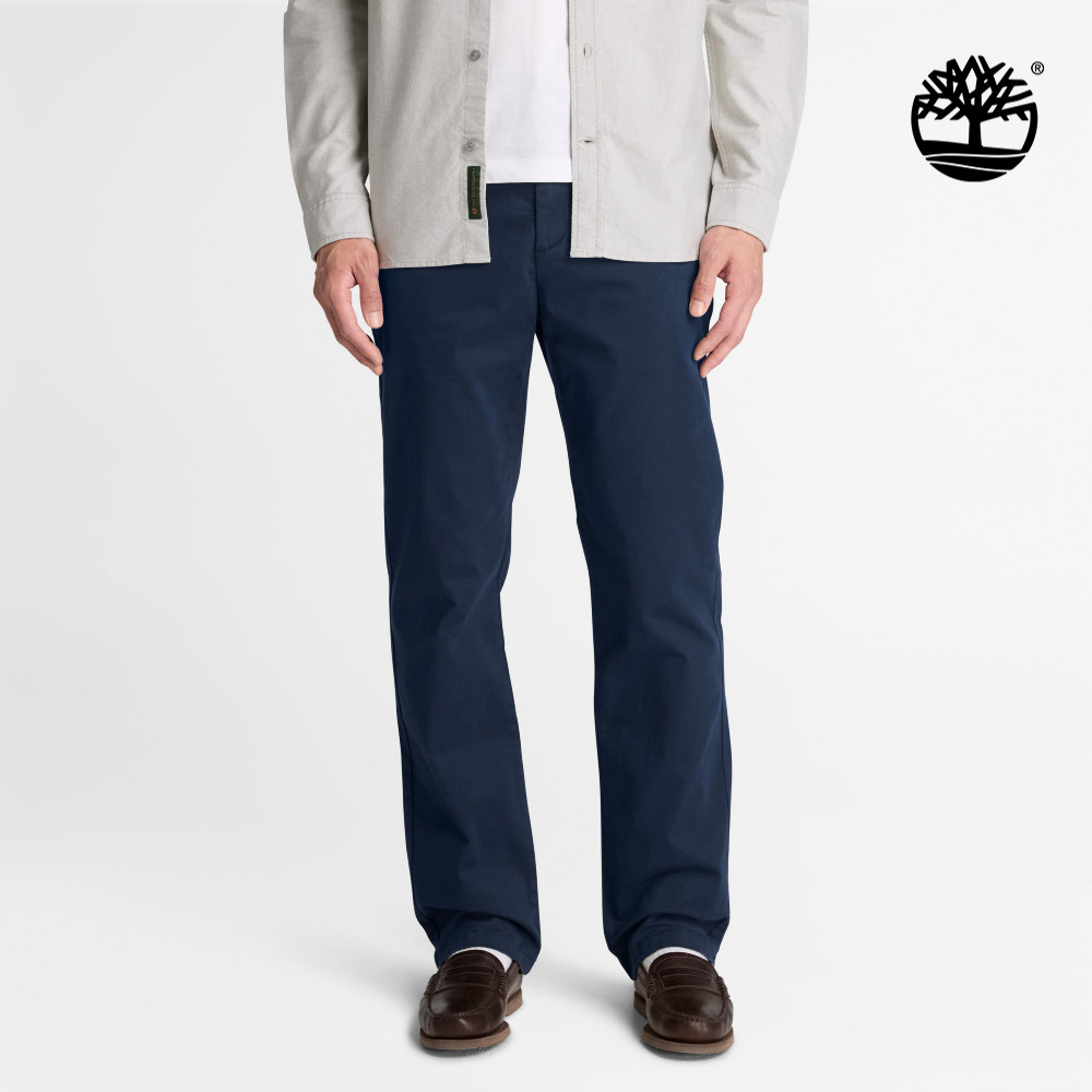 Timberland 男款深寶石藍直筒斜紋卡其長褲|0YH93433