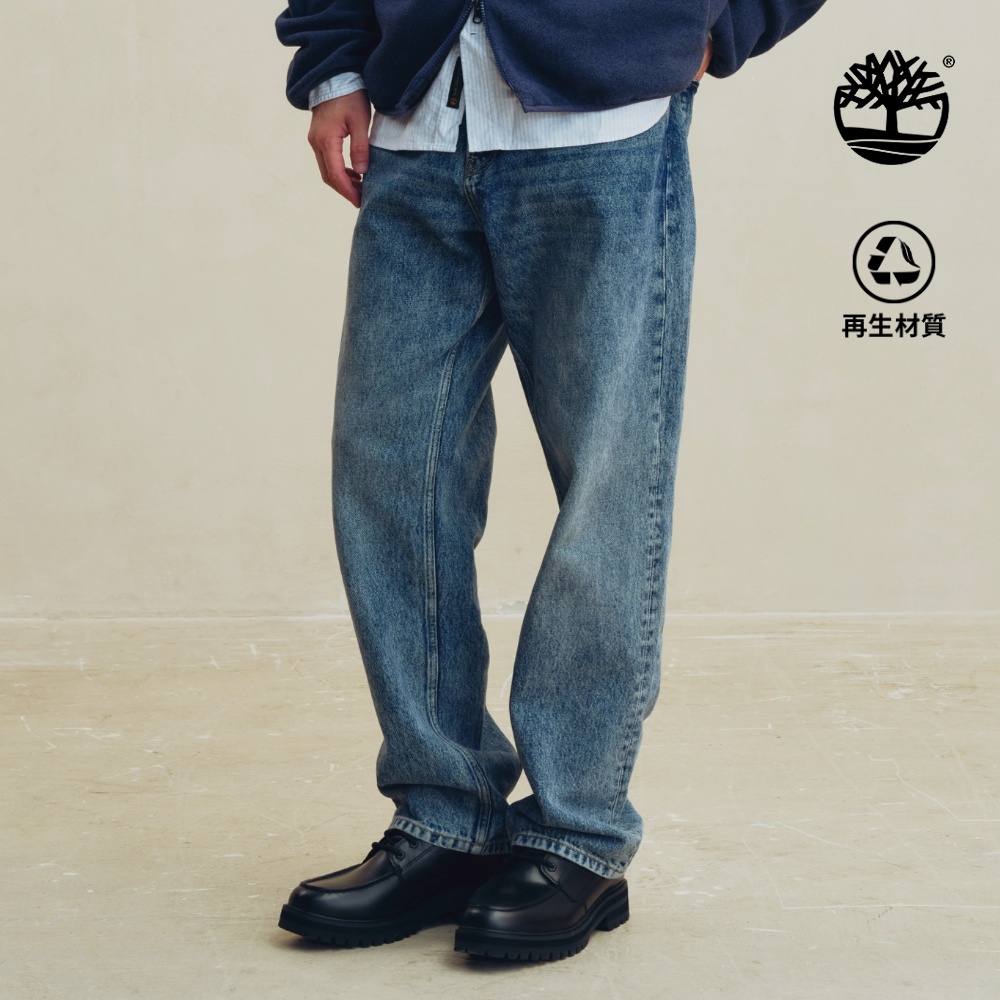 Timberland 男款淺藍色寬鬆丹寧長褲｜0YHAMAO5