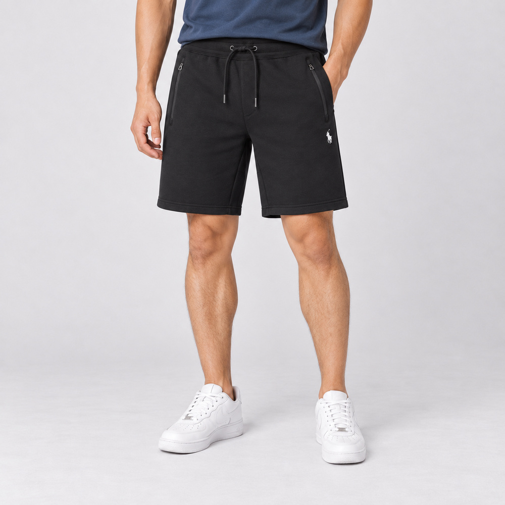 RALPH LAUREN POLO RL 熱銷刺繡小馬棉短褲-黑色