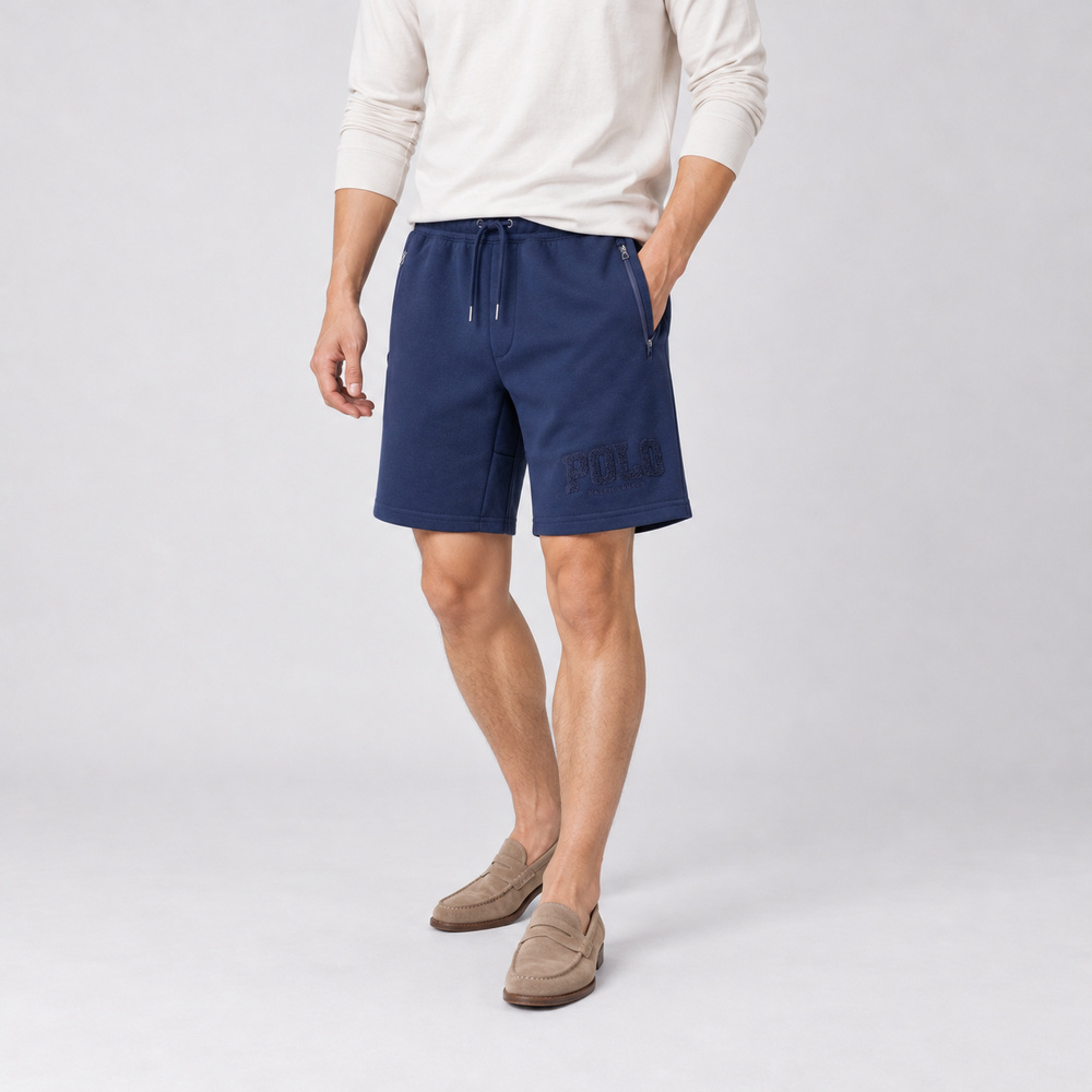 RALPH LAUREN POLO RL 熱銷刺繡小馬文字棉短褲-深藍色