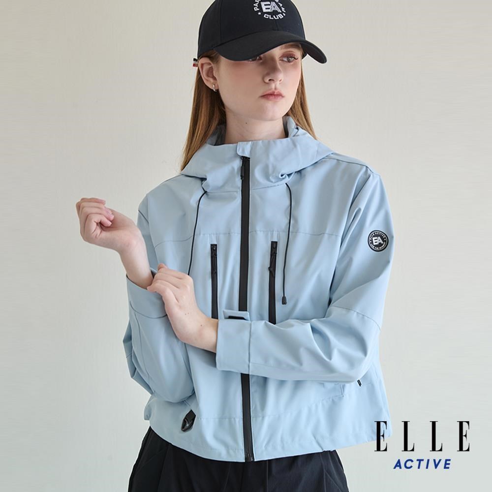 ELLE ACTIVE 女款 機能防風防潑水連帽防曬風衣夾克外套-淺藍色 (EA25S2W6103-31)