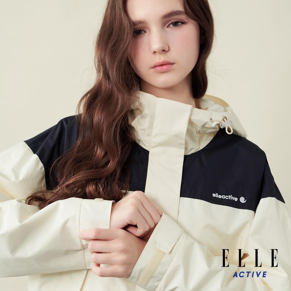 ELLE ACTIVE 女款 戶外防潑水機能連帽夾克外套-米白色 (EA25A2W6101-91)
