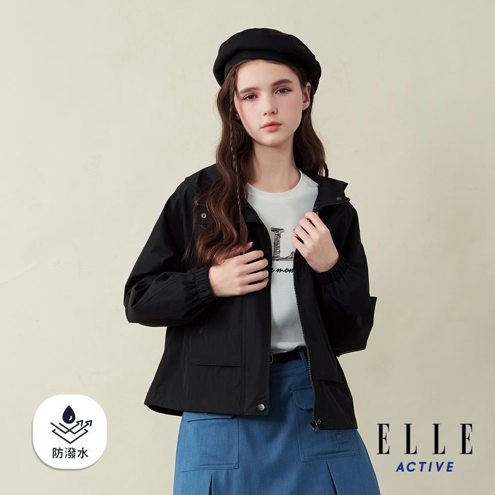 ELLE ACTIVE 防風防潑水連帽外套-黑 EA25A2W610299
